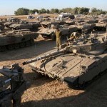 Israeli armor preparing for an assault on Gaza