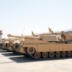 M1A1 Abrams tanks sit parked at a secured compound at the Besmaya Combat Training Center. The last shipment of M1A1 Abrams tanks arrived mid-August completing the Government of Iraq's purchase of 140 tanks through a Foreign Military Sales agreement with the United States. 
— Photo by Army Staff Sgt. Edward Daileg